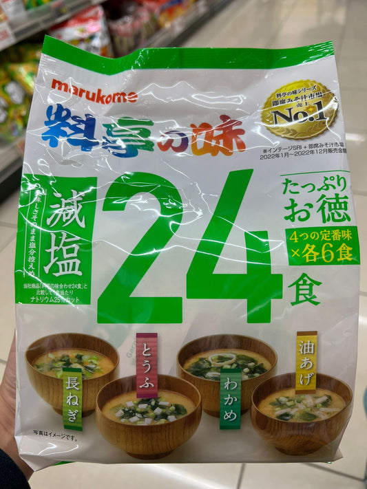 Marukome 4種口味 低鹽味噌湯（裙帶菜海藻、大蔥、豆腐、油炸豆皮 24袋）